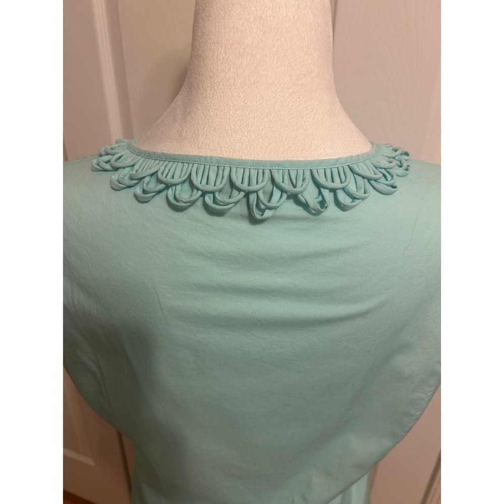Talbots sz 10 ruffle sleeveless preppy cotton stretch top mint pastel green - Picture 4 of 11